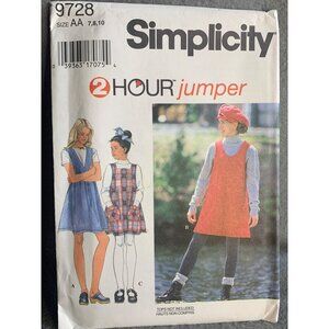 Simplicity Girl's Dress and Jumper Sewing Pattern Sz 7-10 9728 - Uncut
